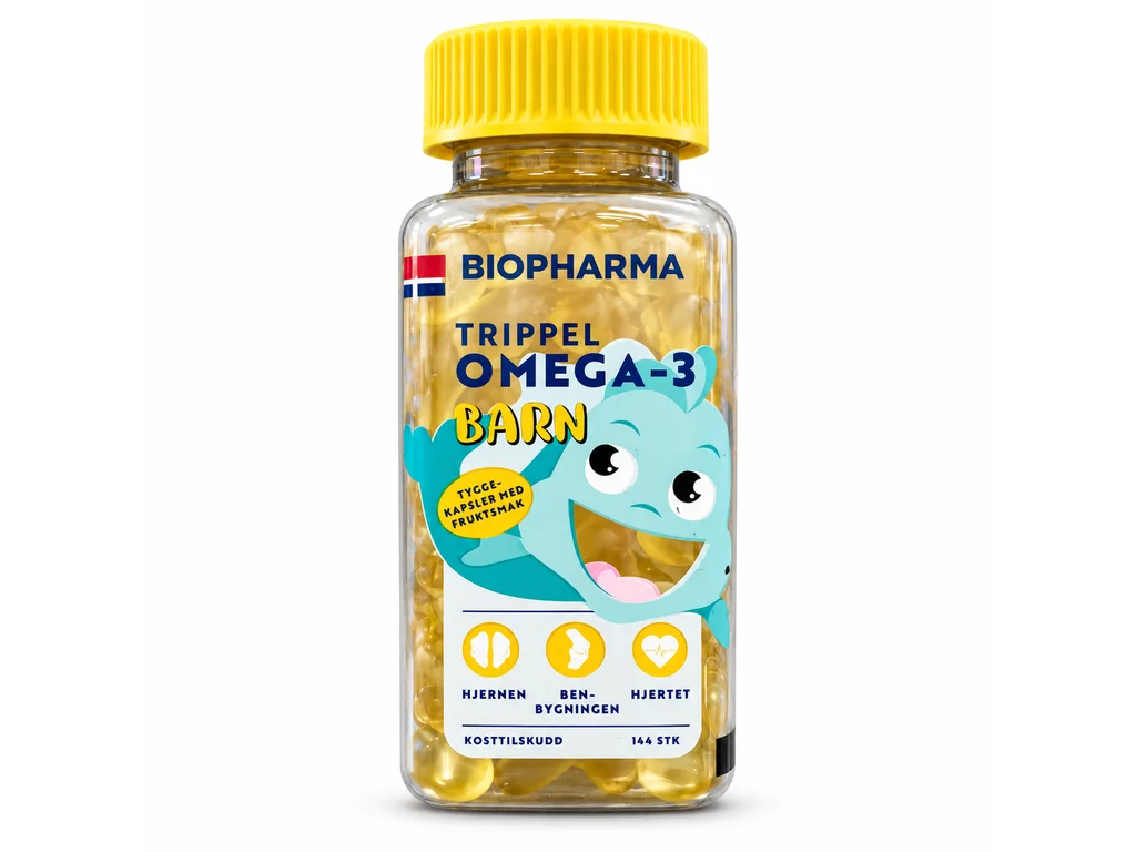 Omega-3 Barn žuvacie kapsule s rybím olejom pre deti 144 kapsúl Biopharma