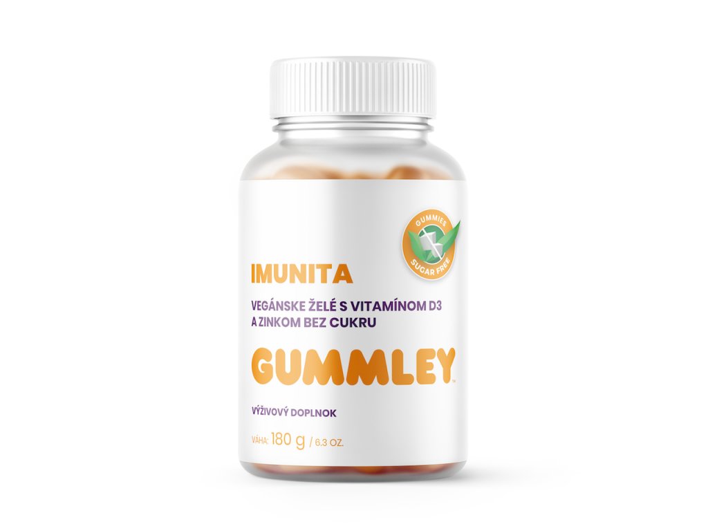 IMUNITA vegánske želé s vitamínom D3 a zinkom, bez cukru 180g GUMMLEY