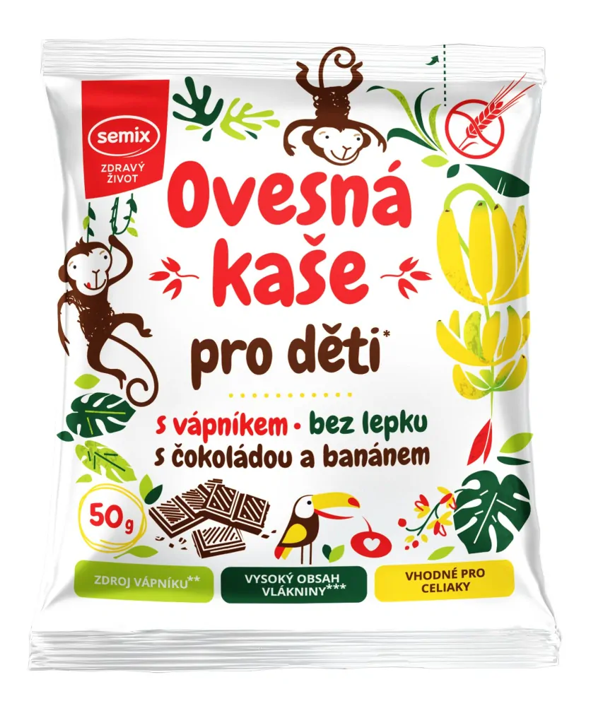 Detská instantná kaša čokoláda banán bez lepku 55g Semix