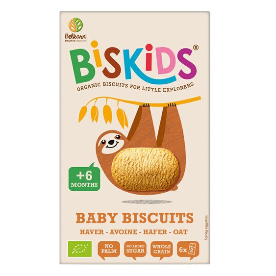 BIO detské celozrnné ovsené sušienky bez pridaného cukru 6M+ 120g Belkorn