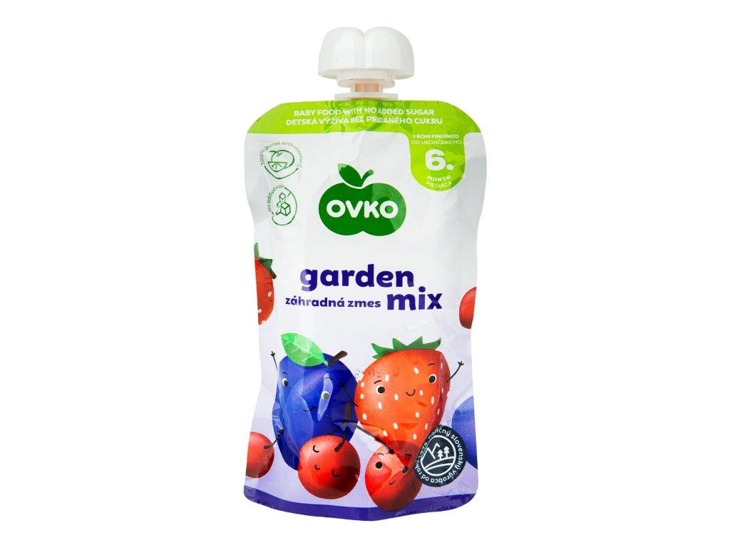Príkrm ovocné pyré záhradná zmes mix - vrecko 120g OVKO