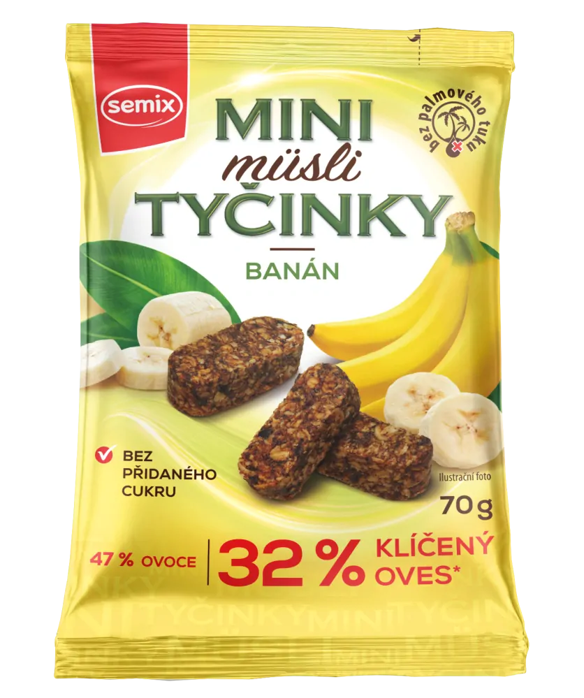 Mini müsli tyčinky s banánmi bezlepkové 70g Semix