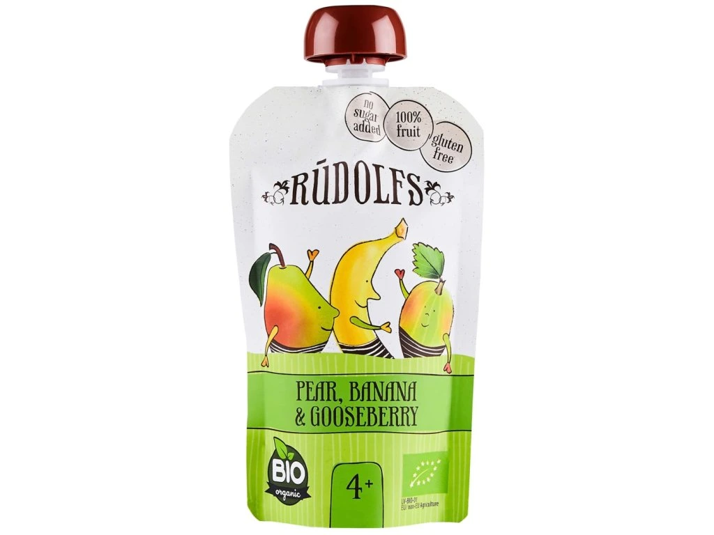 Organic kapsula Hruška, banán, egreš 110g Rudolfs