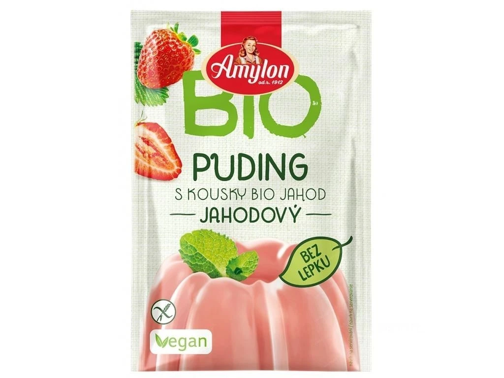 BIO puding jahodový, bez lepku, 40g Amylon