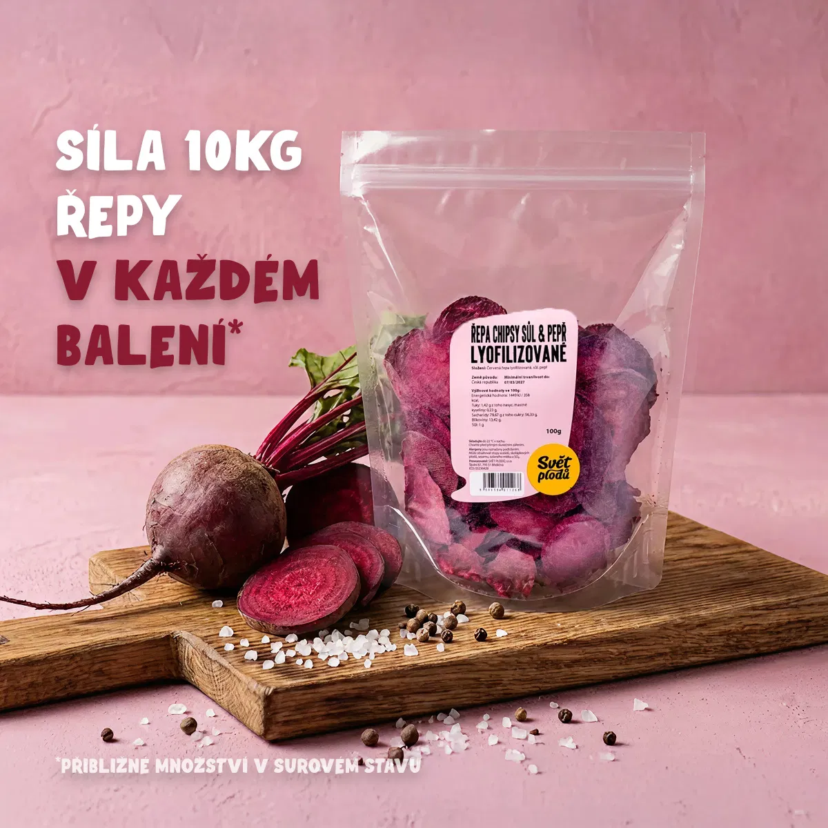 Repa chipsy soľ & korenie lyofilizované 100g Svet plodov