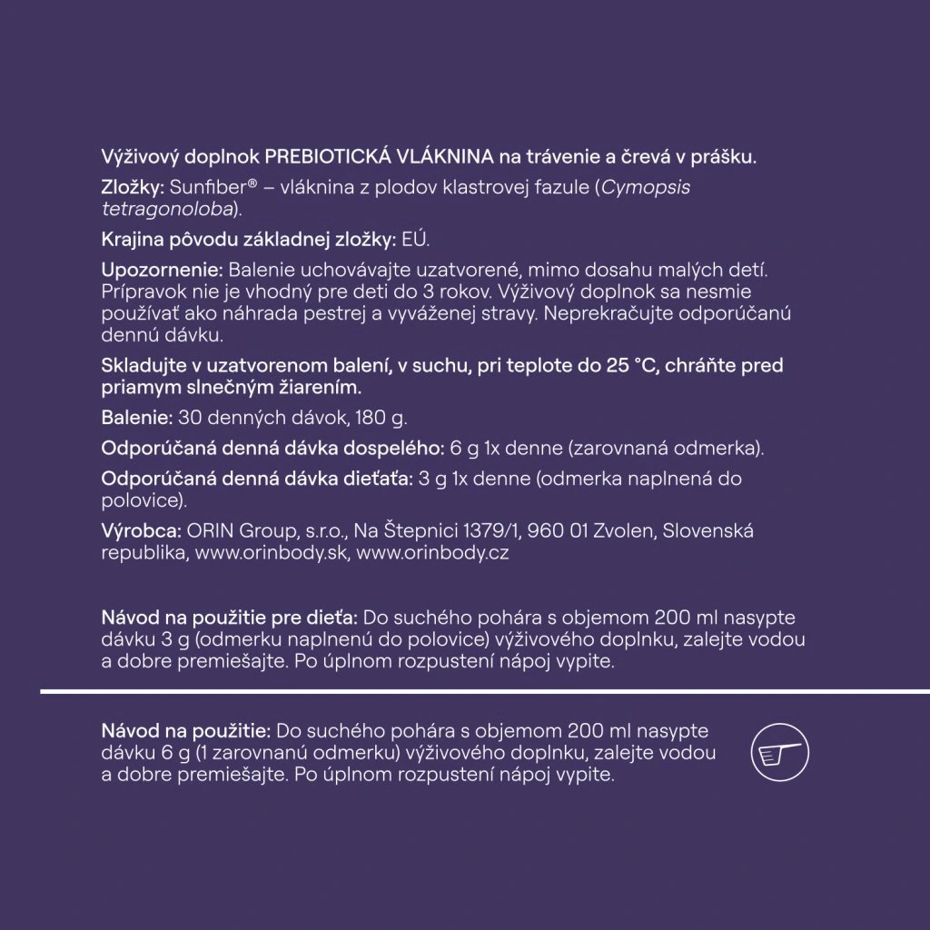 ORIN PREBIO VLÁKNINA 30 dávok 180g Orin