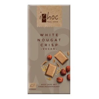 Čokoláda Ryžová Biely Nugát s orieškami 80g iChoc