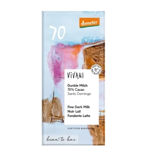 Mliečna čokoláda 70% extra tmavá BIO 90g Vivani