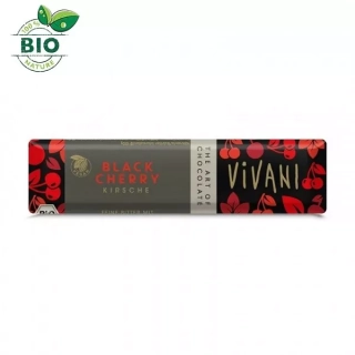 Horká čokoládová tyčinka s višňami 35g BIO Vivani