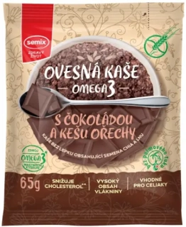 Ovsená kaša Omega3 s čokoládou a kešu orechmi bez lepku 65g Semix