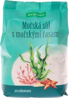 Nerafinovaná morská soľ s morskými riasami 500g BioNebio