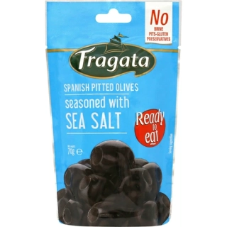 Španielske vykôstkované olivy ochutené morskou soľou 70g Fragata
