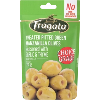 Olivy Manzanilla bez kôstky s cesnakom a tymianom 70g  Fragata