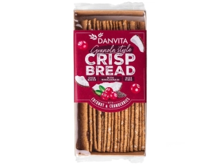 Pšeničné krehké granola plátky s kokosom, brusnicami a chia semienkami 130g Danvita