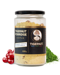 Proteínová kaša z tigrieho orecha s matchou a brusnicami 220g Tigernut