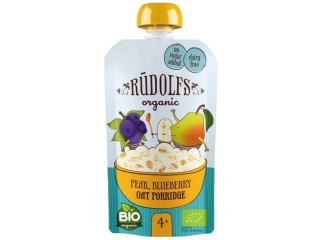 BIO kapsička Hruška, čučoriedka, celozrnná ovsená kaša 110g Rudolfs