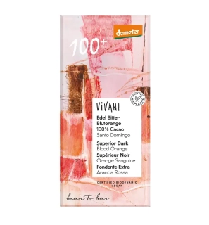 Horká čokoláda 100% s krvavým pomarančom BIO 90g Vivani